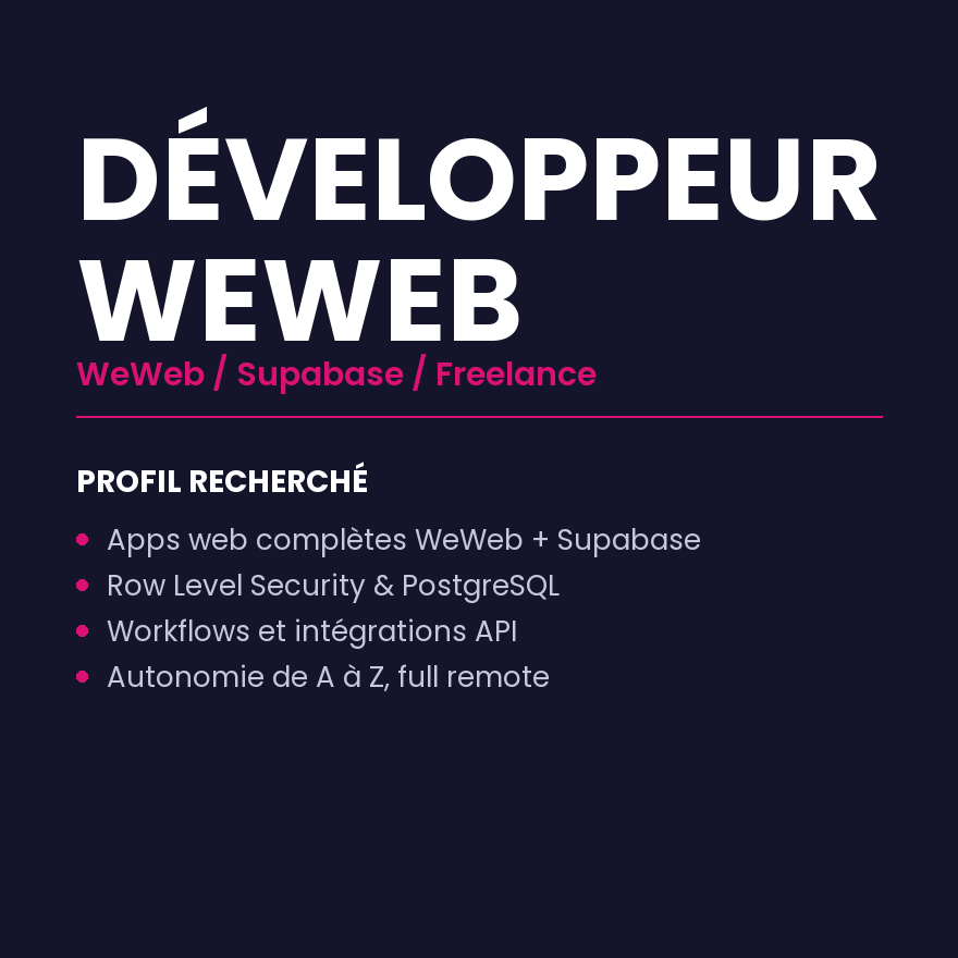 Développeur.se WeWeb H/F
