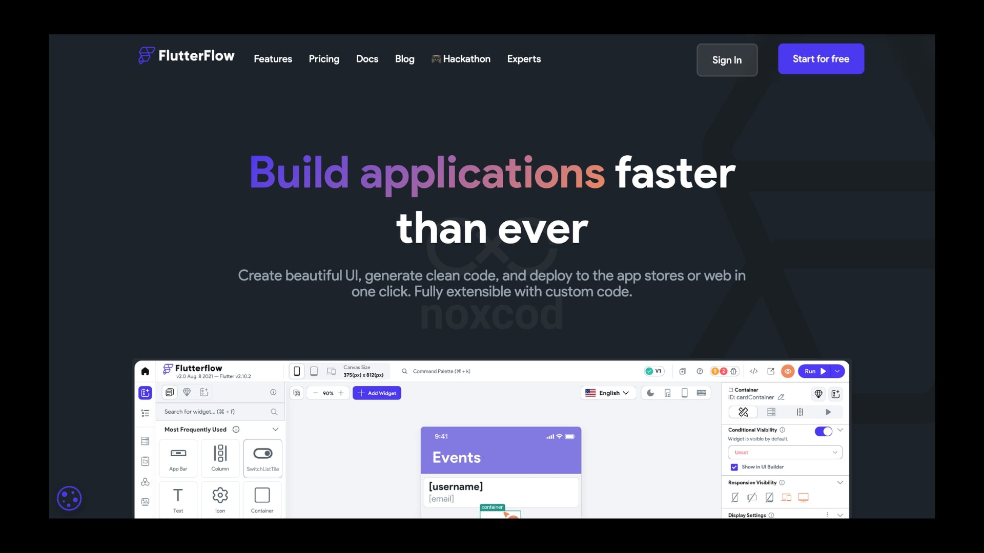Flutterflow No code tool website home
