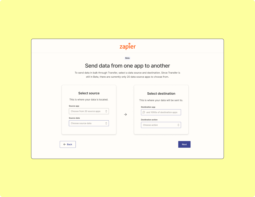 Zapier - send data from one app to another