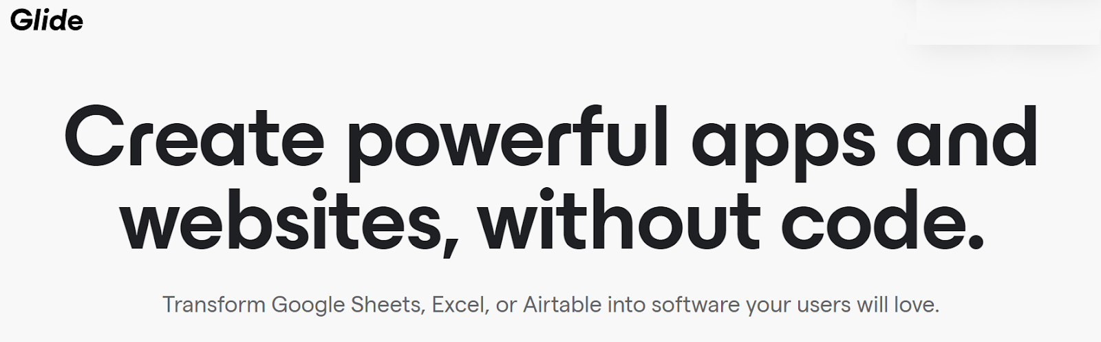 Introducing Glide with guideline : Create powerful apps and websites, without code
