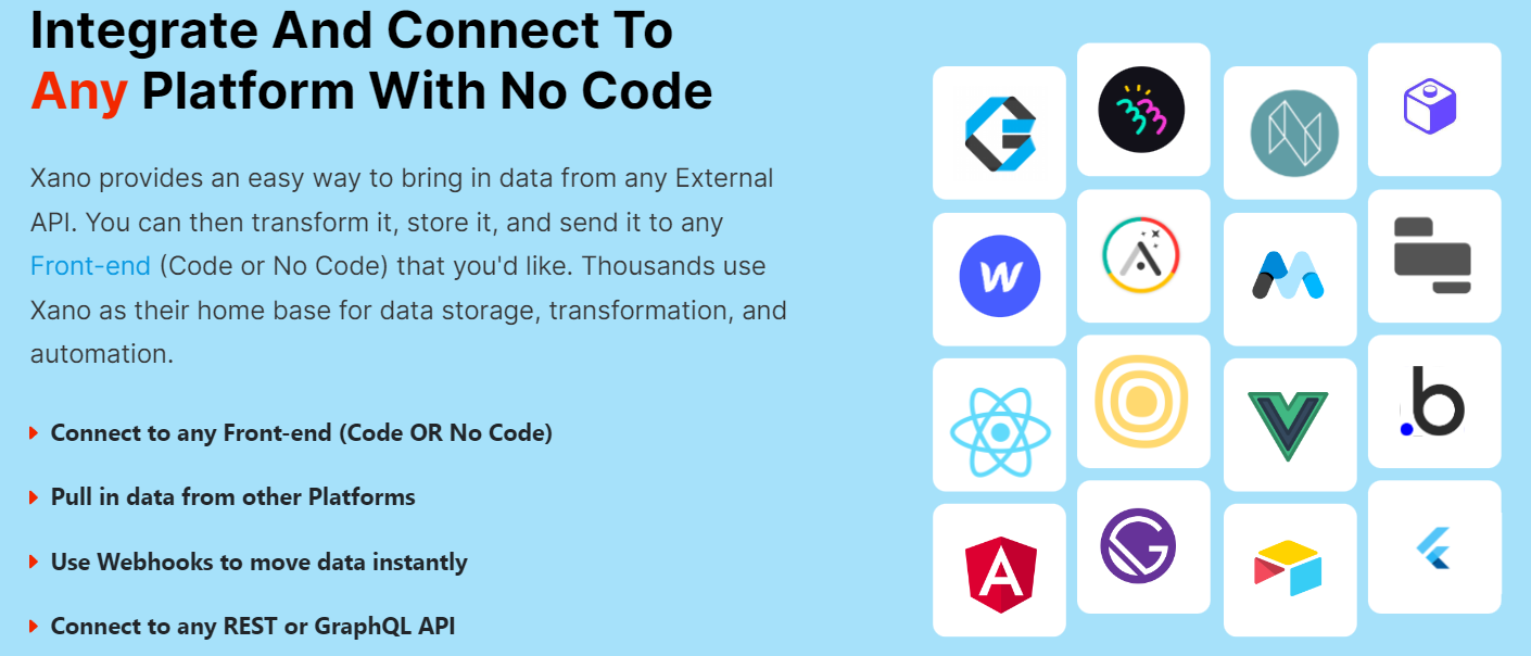 Xano - Integrate and connect to any plateform with no code